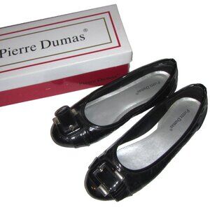 Pierre Dumas Black Patent Leather Buckle Detail Ballet Flats Eden-1 Sz 9 w/ box